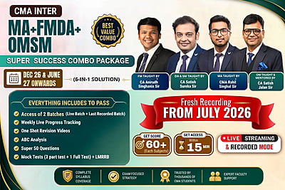 CMA Inter Combo MA + FMDA + OMSM For Dec 26 June 27 Exams – Super Success Package - Aim 60+ Marks - By SJC Institute CMA Inter Combo MA + FMDA + OMSM For Dec 26 June 27 Exams – Super Success Package - Aim 60+ Marks - By SJC Institute