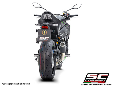 SC-Project CR-T Carbon Fibre Exhaust with Stoneguard Grid (WITHOUT Carbon Fibre Heat Protection) for Kawasaki Z900 2020-2024
