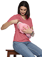 Maternity Feeding Tops Without Zip for Women, Feeding & Pregnancy Tshirt,Feeding T-Shirt for Easy Nursing & Breastfeeding, Maternity Top for Mothers, New MOM PEACH