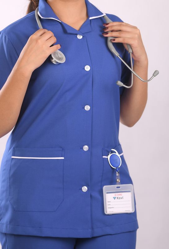 Ksvi Nurse Uniform L Collar Shirt & Pant ( Royal Blue )