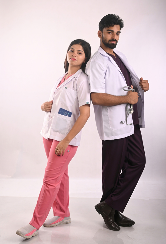 Female Half Sleeve Lab Coat White Premium Polyester