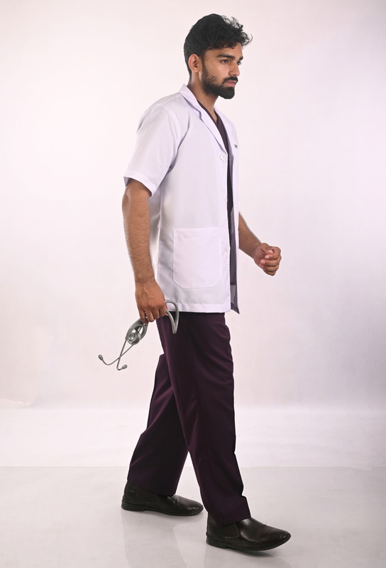 Male Half Sleeve Lab Coat White Premium Polyester 