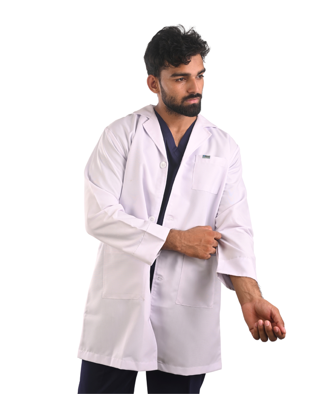 Ksvi Long Lab Coat Apron Full Sleeve Male White