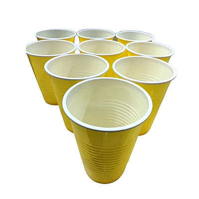 450ml - Yellow Beer Pong Glasses | Pack of 20 Drinking Glasses | for Diwali, Cocktail Parties, and Games | Reusable Beer Pong Cups | Party Supplies