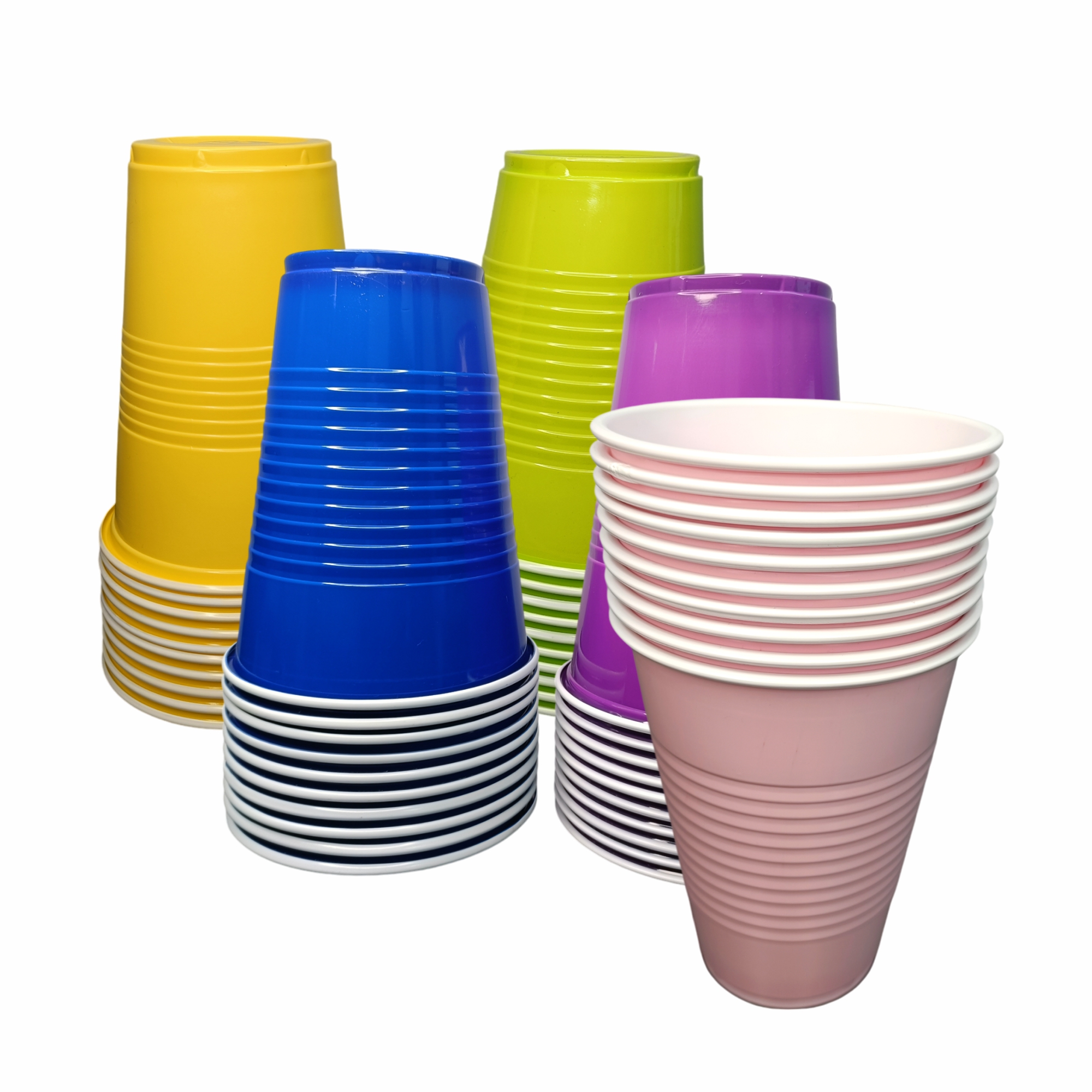 Multicolor Pong Glasses Set of 50-450ml | Reusable Beer Pong Drinking Cups | Party Glasses for Christmas New Year  Bachelor Wedding Retirement Parties & Games - 10 pcs Each Color