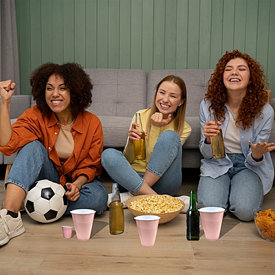 Set of 20 Pink Combo Pack | 10 Pong Glasses 450ml & 10 Shot Glasses 60ml | Reusable Party Glasses for Beer Pong Shots | Perfect for Events & Celebrations