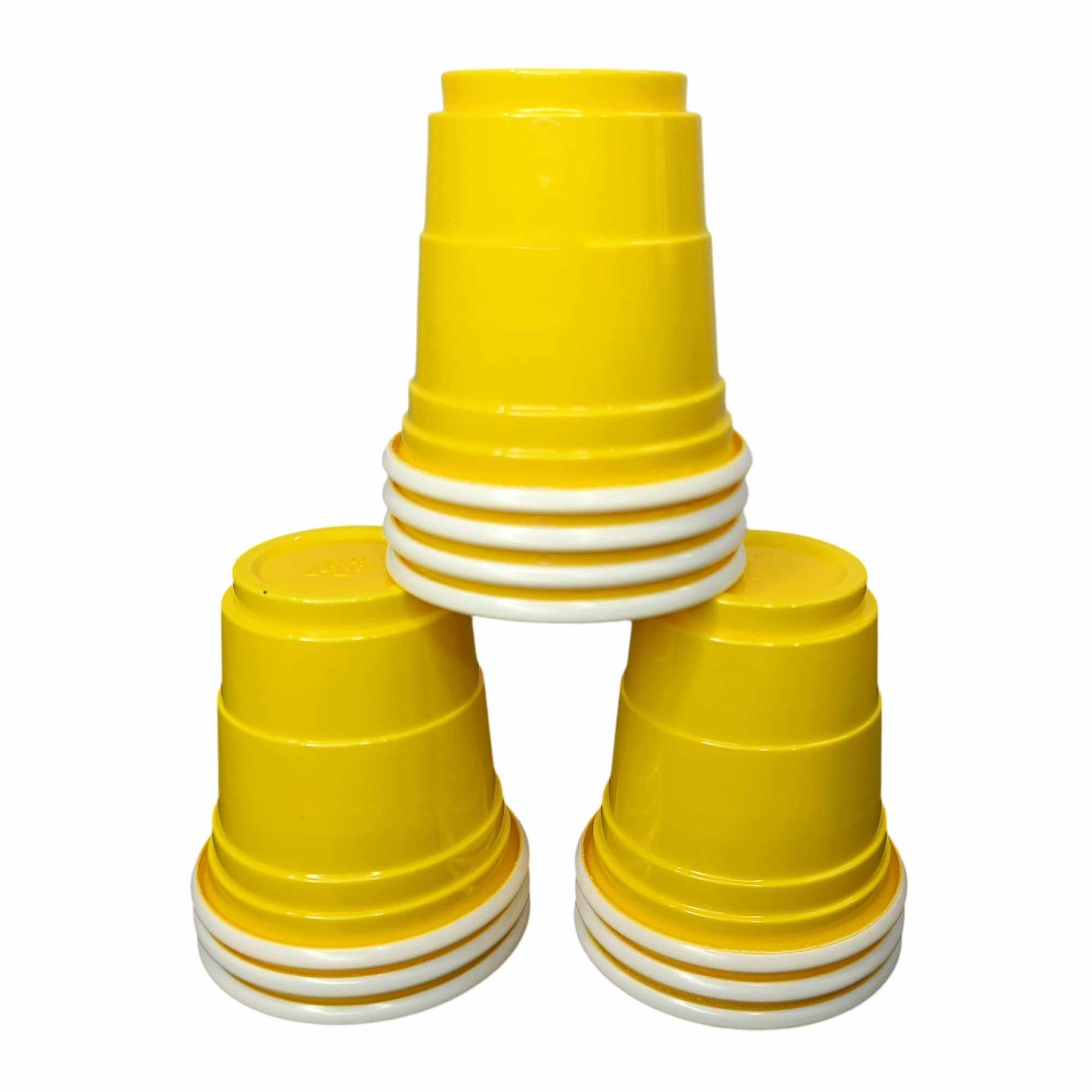 Set of 20 Combo Pack | 10 Yellow Pong Glasses 450ml & 10 Yellow Shot Glasses 60ml | Reusable Party Drinking Cups for Beer Pong, Shots, Events & Celebrations – Party Drinking Cups