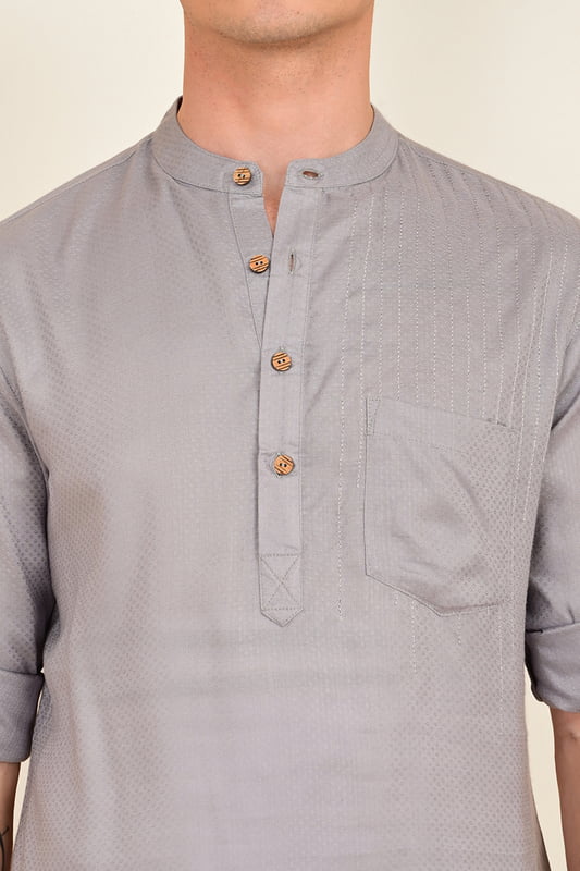 Men's Embroidered Short Kurta
