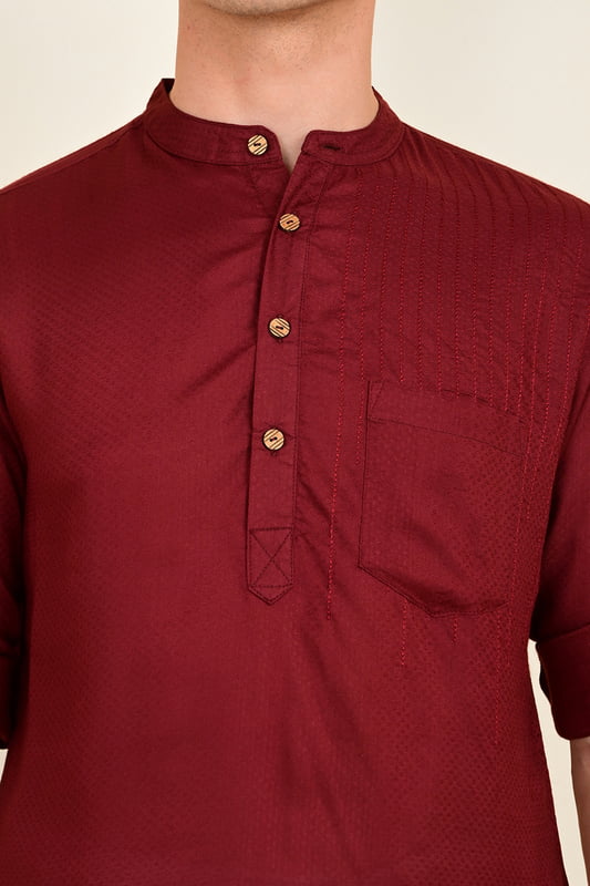 Men's Embroidered Short Kurta