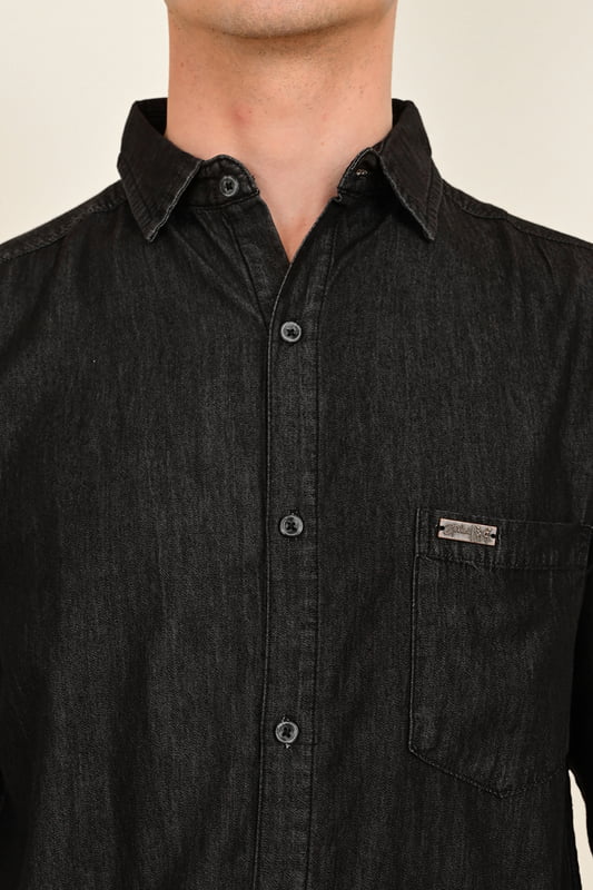 Men's Full Sleeve Chambray Shirt - Gray