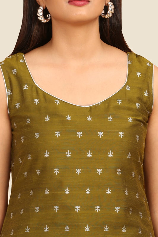Women's Sleeveless Jacquard Short Kurta