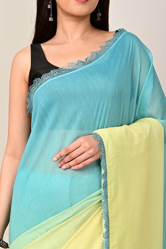 Women's Coastal Ombre Saree - Tealscape