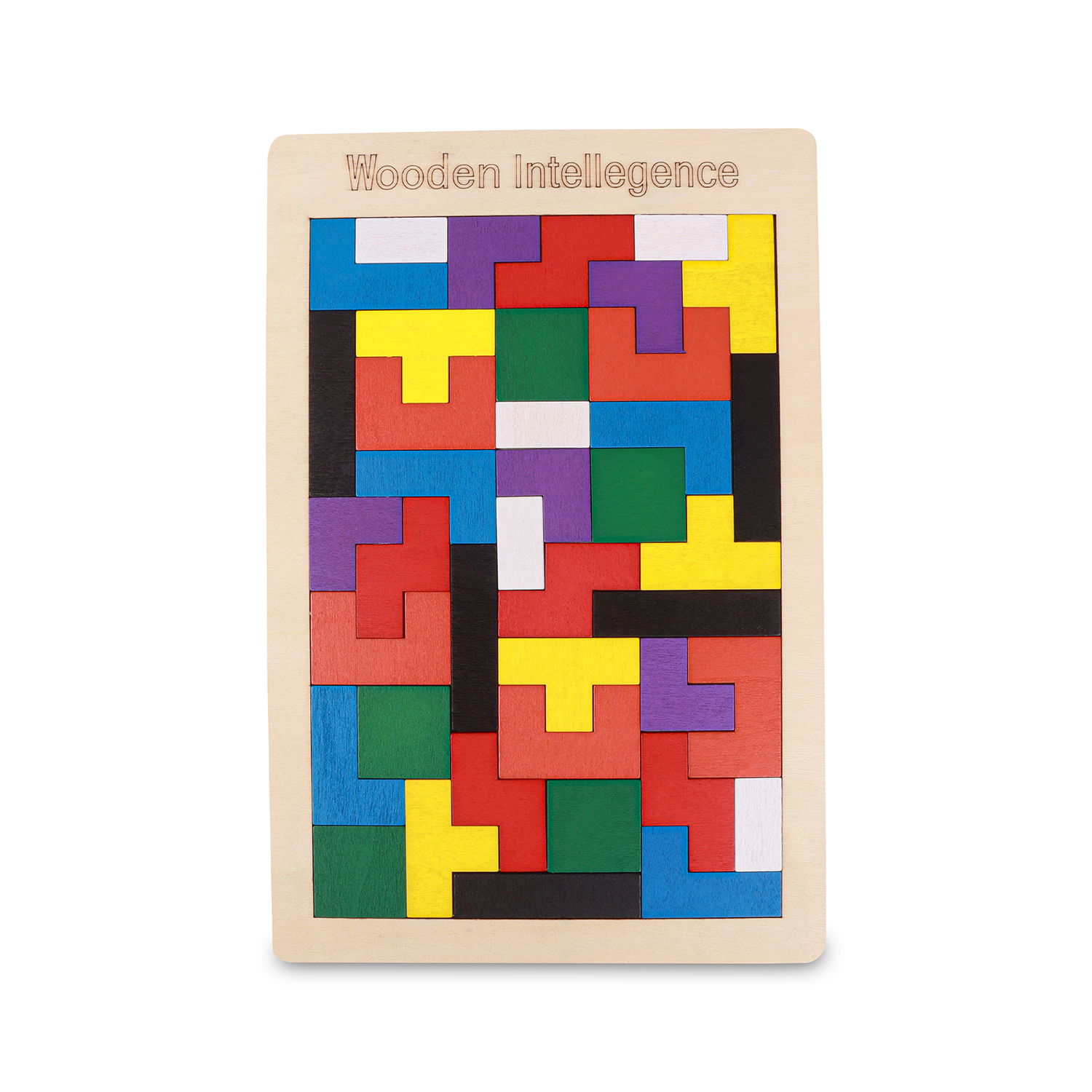 Wooden Russian Block Puzzle for Kids and Adults | Classic Tetris-Style Brain Teaser Toy | Colorful Tangram Montessori Game for Logical Thinking and Shape Recognition