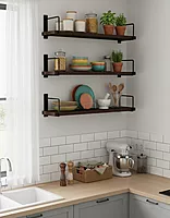 Wooden Wall Shelf for Books | Wall Mounted Bookshelf for Living Room & Bedroom | Floating Wall Bookshelf | Book Shelf Wooden Wall Mounted | Decorative Wall Shelf Rack (Brown, 20X6X6, 3)