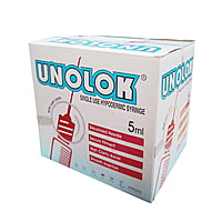 HMD Unolok Syringe 5ml 26G x 1.5 Inch Needle | Sterile Luer Lock Disposable Syringe | Box of 100