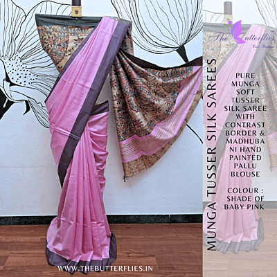 PURE MUNGA SOFT TUSSER SILK SAREE YBRSTUS21466