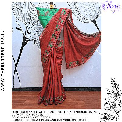 PURE LINEN SAREE YBRSLIN23626