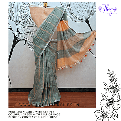 PURE LINEN SAREE YBRSLIN23598