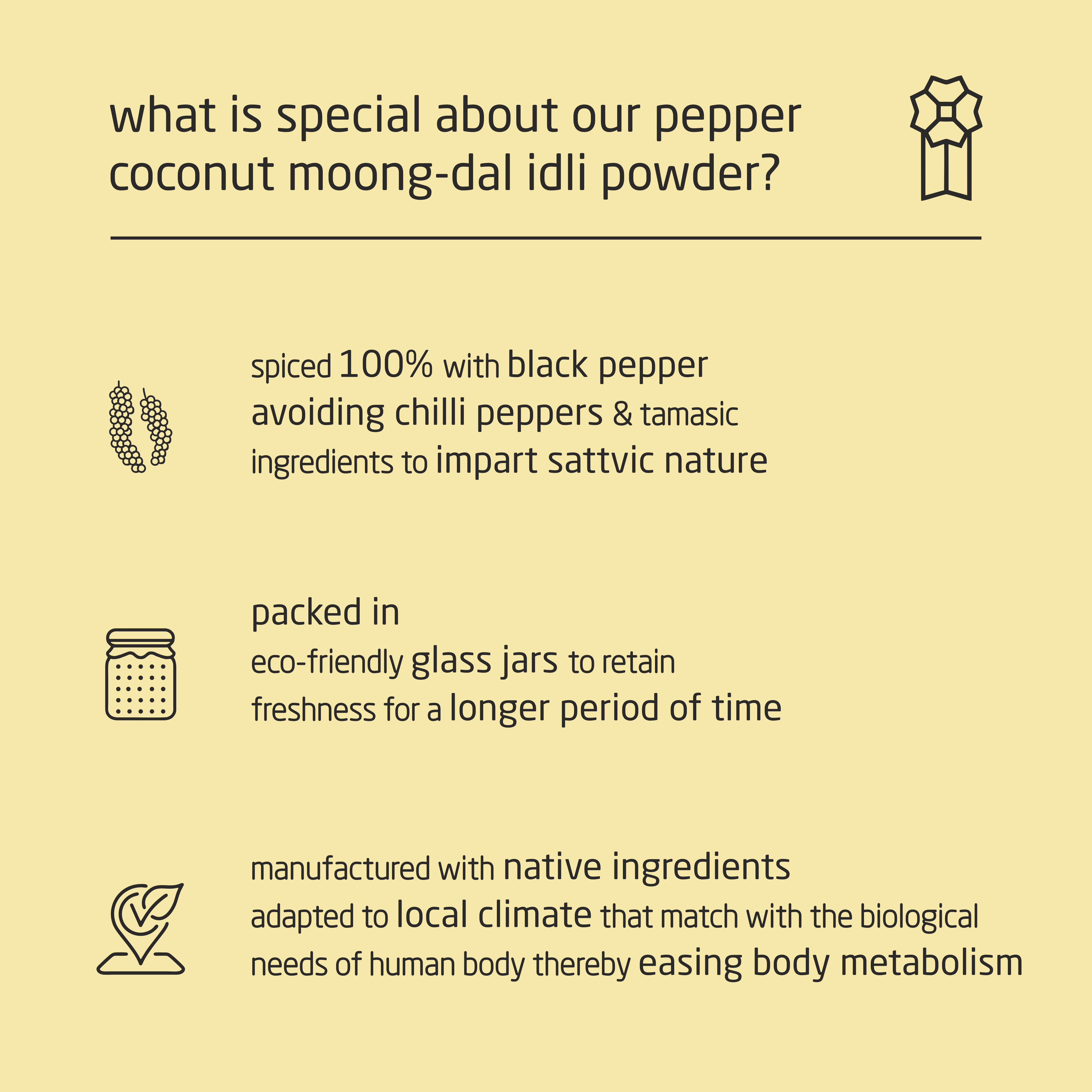 Premium Pepper Coconut Moong-Dal Idli Powder - 150g