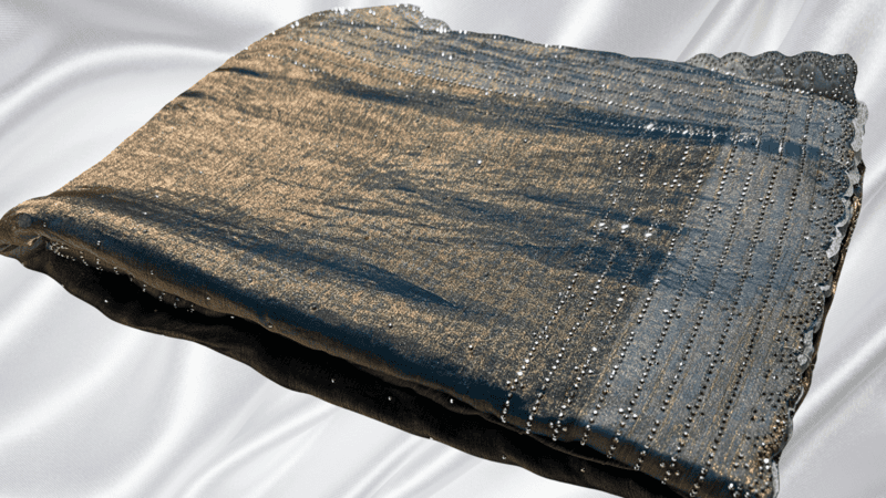 Darbar Space Silk Stone Work Saree - Golden Navy