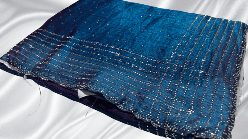 Space Galaxy Stone Designer Line Saree - Blue Purple