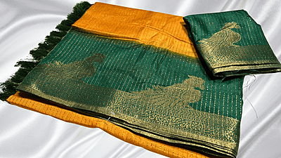 Parrot Gold Line Fancy Silk Saree - Mango & Pine Parrot Gold Line Fancy Silk Saree - Mango & Pine