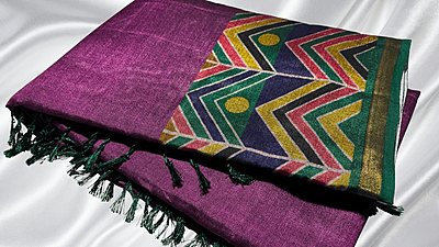 Valzhainar Pattu Digital Saree - Dark Plum