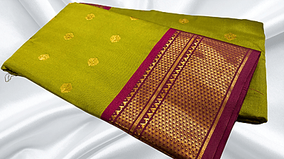 Sanjana Fancy Jari Saree - Leaf & Red