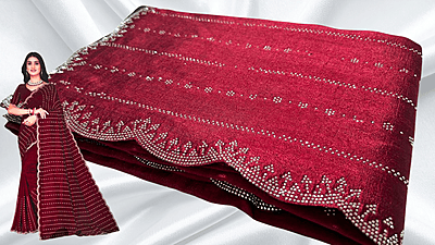 Maharani Stone Work Saree - Apple Red