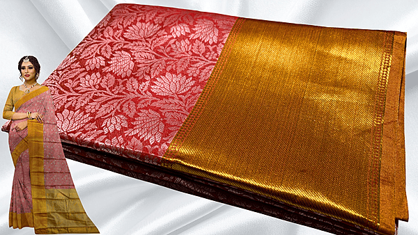 New Nice Nita Ambani Jari Saree - Red Orange