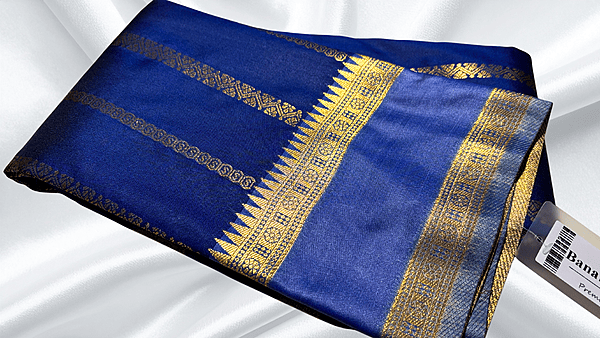 Banarasi Grand Silk Saree - Ink Blue