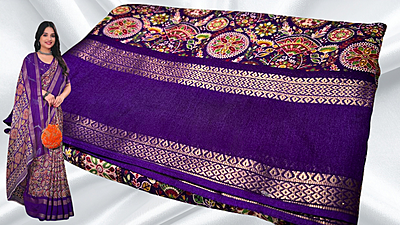 Lajwanti Binny Silk Retta Patta Saree - Purple Lajwanti Binny Silk Retta Patta Saree - Purple