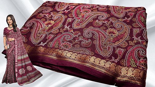 Aariv Binny Silk Small Jari Saree - Dark Plum