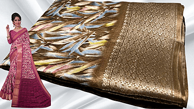 Silkina Dola Silk Jari Saree - Dry Moss Silkina Dola Silk Jari Saree - Dry Moss