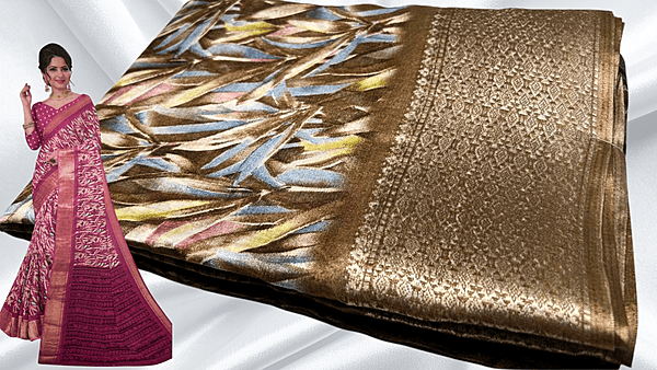 Silkina Dola Silk Jari Saree - Dry Moss