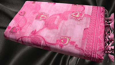 Pushpa Premium Cotton Saree - Pink Pushpa Premium Cotton Saree - Pink
