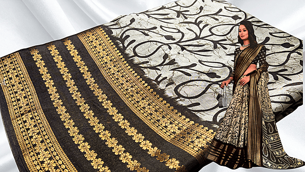 Premium Silk Manga Saree - Moss Green