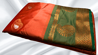 Vamika Dual Shade Silk Saree - Orange
