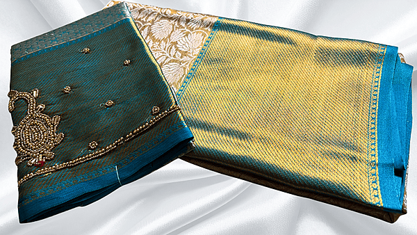 Ambani Silk Saree & Aari Work Blouse - Rexona