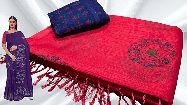 Cotton Queen Trending Saree - Pink Red