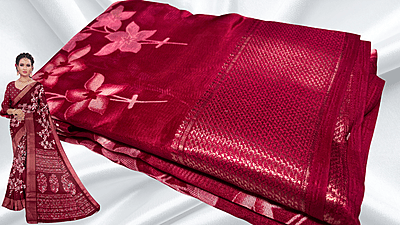 Manvi Fancy Silk Saree - Red Pink