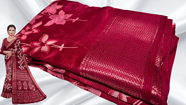Manvi Fancy Silk Saree - Red Pink