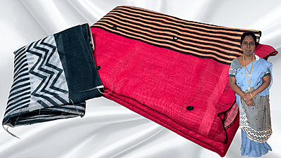 Blackberry Zeebra Trending Saree - Red Pink