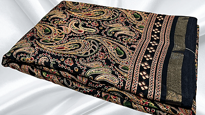 Mal Mal Fancy Soft Silk Saree - Black