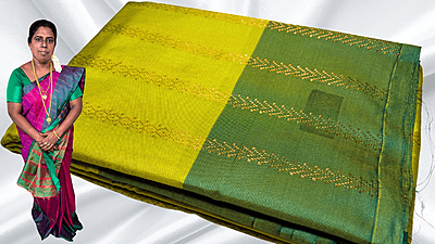 Arani Pattu Gold Saree - Yellow Green