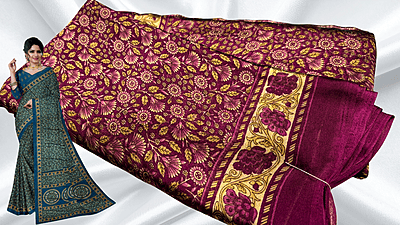 Rangoli Digital Floral Saree - Plum Rangoli Digital Floral Saree - Plum