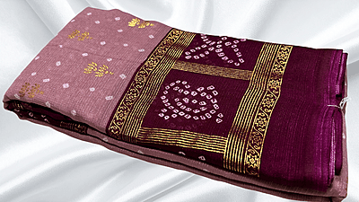 Summer Cool Gold Foil Saree - Plum