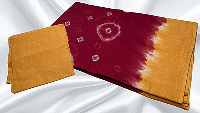 Erode Pure Cotton Saree - Maroon & Mango