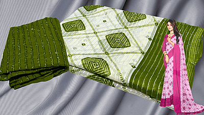 Achal Soft Diamond Saree - Moss Green