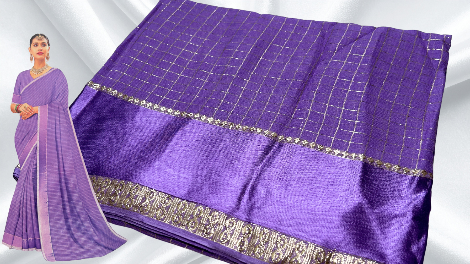 Viscose Georgette Queen Jari Silk Saree - Lavendar Viscose Georgette Queen Jari Silk Saree - Lavendar